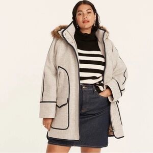 J. Crew Women's Summit Parka Light Gray Stadium Cloth Wool Size 6 NWT